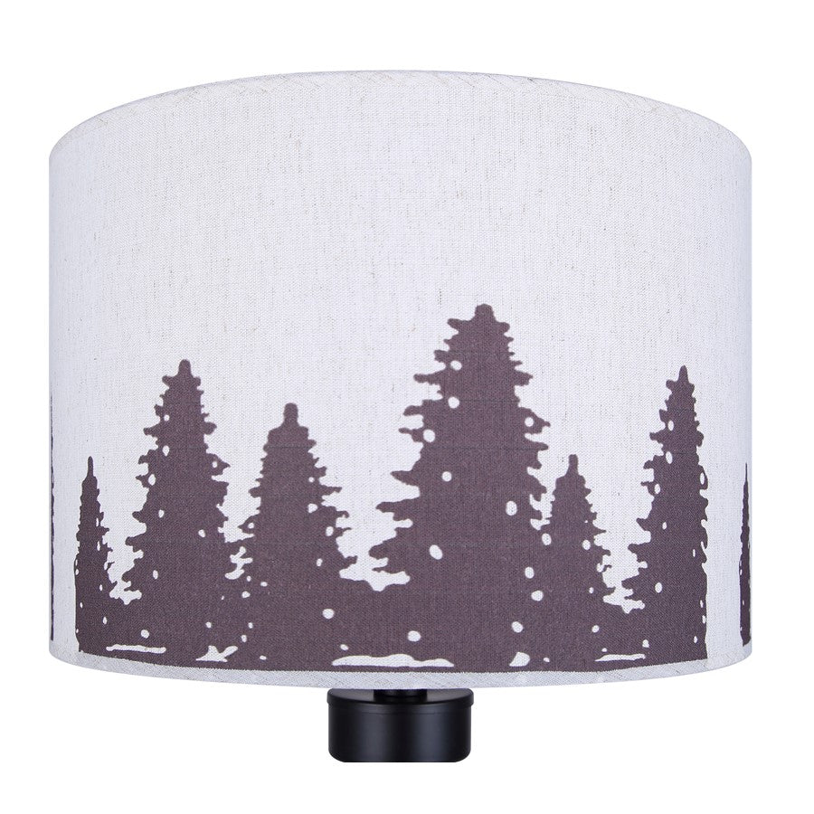 Canarm Holt 27.25in 1-Light Table Lamp | Modern Matte Black Tripod with Tree Motif Shade | Bedside & Reading Corner | Model ITL2145B26BK