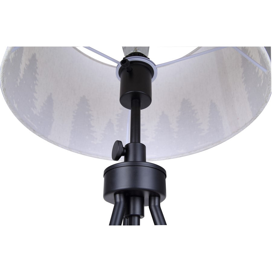 Canarm Holt 27.25in 1-Light Table Lamp | Modern Matte Black Tripod with Tree Motif Shade | Bedside & Reading Corner | Model ITL2145B26BK