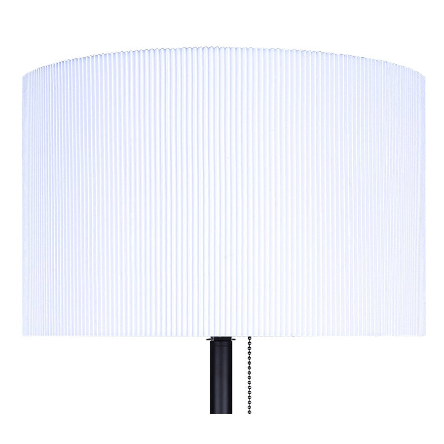 Canarm Carmynn 24.25in 1-Light Table Lamp | Modern Matte Black with White Ribbed Shade | Bedroom & Home Office | Model ITL288A24BK