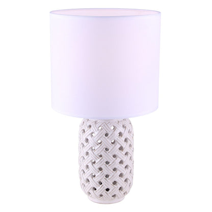 Canarm Luana 16in 1-Light Table Lamp | Gold and White Ceramic with White Fabric Shade | Bedroom & Living Room | 600 Lumens, E26 | Model ITL717B16GDW