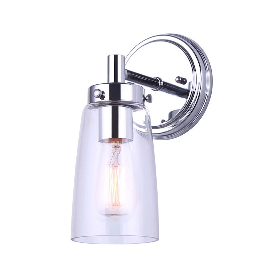 Canarm Rory 1-Light Wall Sconce | Chrome Metal | Hallway & Bedroom Accent Light | 5 x 6.25 x 10 in | Model IVL1016A01CH