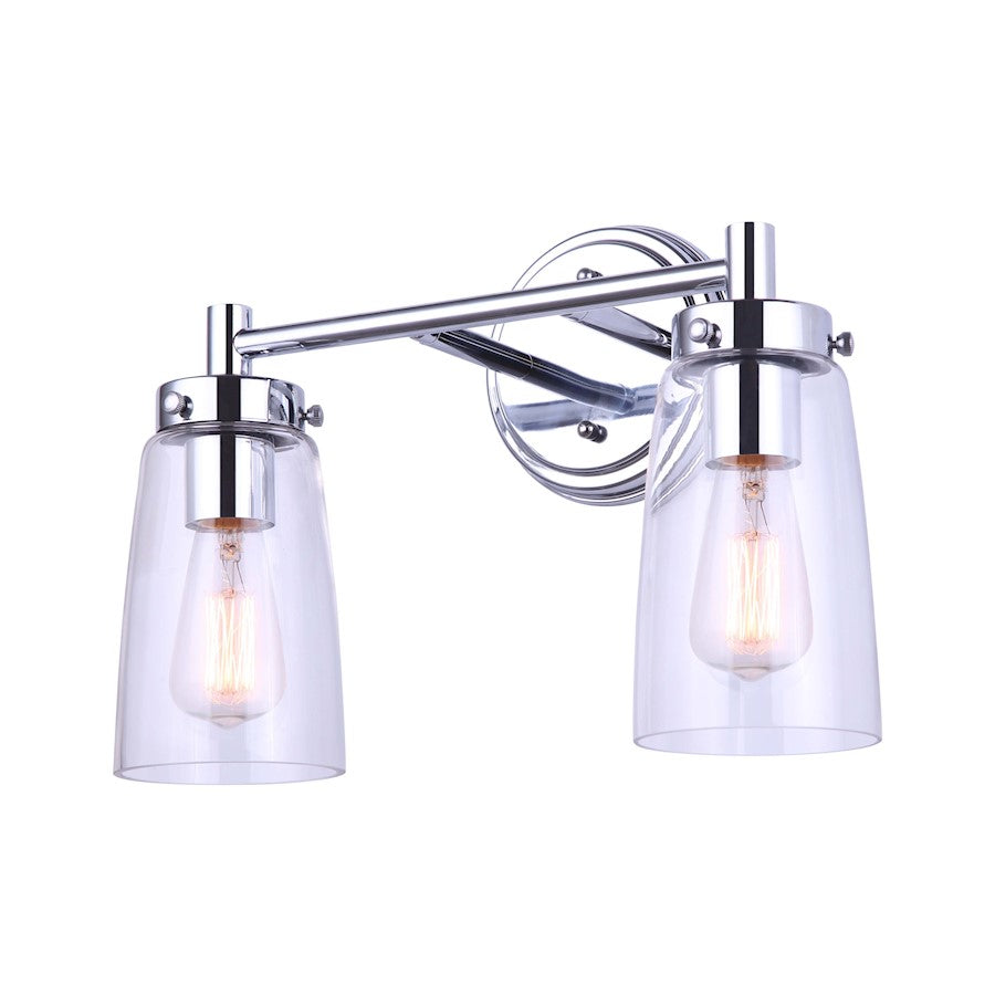 Canarm Rory 14in 2-Light Vanity Light | Chrome Metal | Bathroom & Powder Room | 14 x 6.25 x 10 in | Model IVL1016A02CH