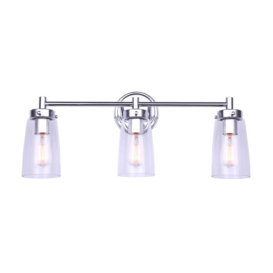Canarm Rory 23in 3-Light Vanity Light | Chrome Metal | Bathroom & Powder Room | 23 x 6.25 x 10 in | Model IVL1016A03CH