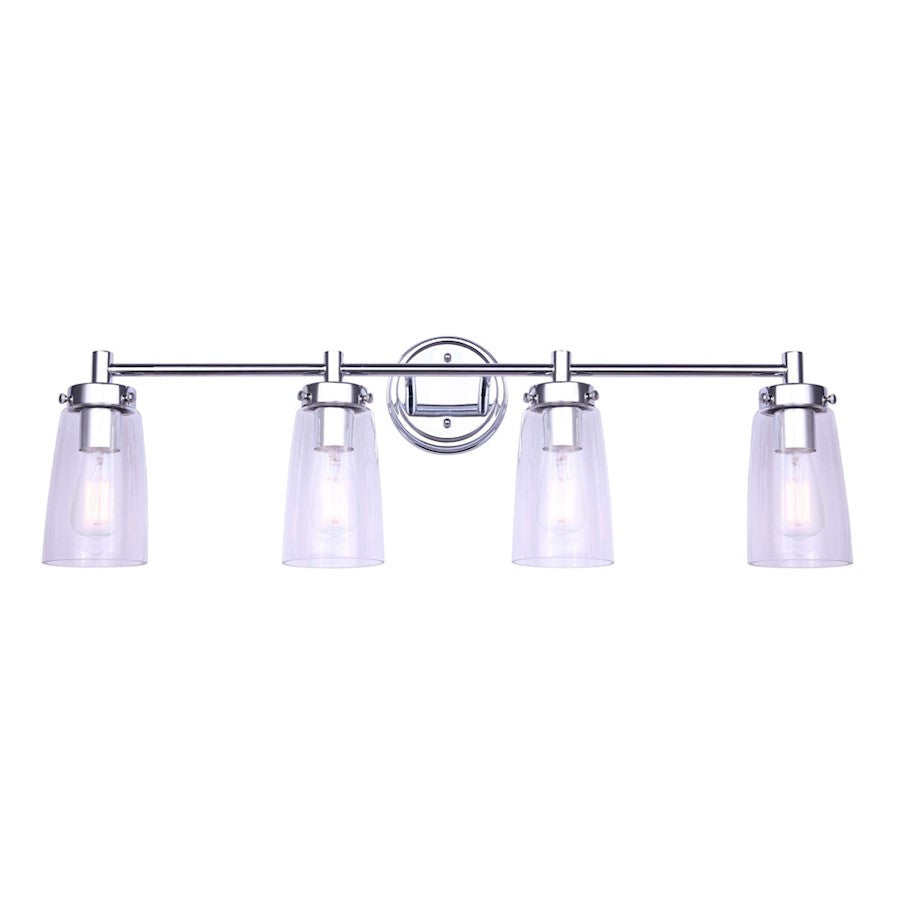 Canarm Rory 30in 4-Light Vanity Light | Chrome Metal | Bathroom & Powder Room | 30 x 6.25 x 10 in | Model IVL1016A04CH