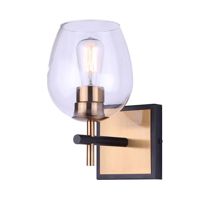 Canarm Cain 1-Light Wall Sconce | Modern Black and Gold Metal | Bedroom & Hallway Accent Light | 6 x 8 x 10 in | Model IVL1019A01BKG