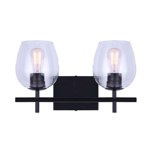 Canarm Cain 2-Light Vanity Light | Modern Black Metal | Bathroom & Powder Room Vanity Lighting | 16 x 7 x 10 in | Model IVL1019A02BK