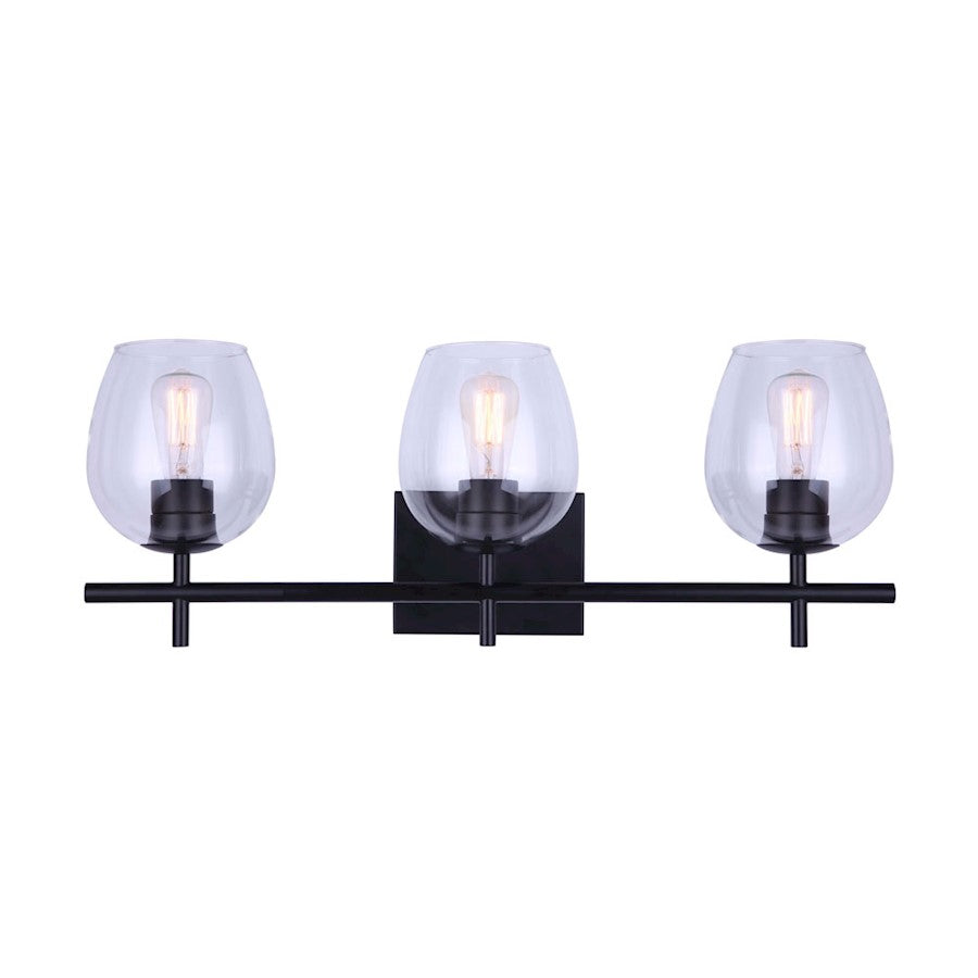 Canarm Cain 3-Light Vanity Light | Modern Black Metal | Bathroom & Powder Room Vanity Lighting | 25 x 7 x 10 in | Model IVL1019A03BK