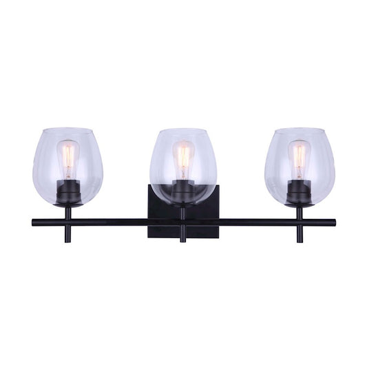 Canarm Cain 3-Light Vanity Light | Modern Black Metal | Bathroom & Powder Room Vanity Lighting | 25 x 7 x 10 in | Model IVL1019A03BK