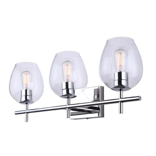 Canarm Cain 25in 3-Light Vanity Light | Modern Chrome and Clear Glass | Bathroom Vanity | 25 x 7.25 x 9.5 in | Model IVL1019A03CH