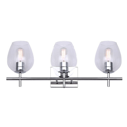 Canarm Cain 25in 3-Light Vanity Light | Modern Chrome and Clear Glass | Bathroom Vanity | 25 x 7.25 x 9.5 in | Model IVL1019A03CH