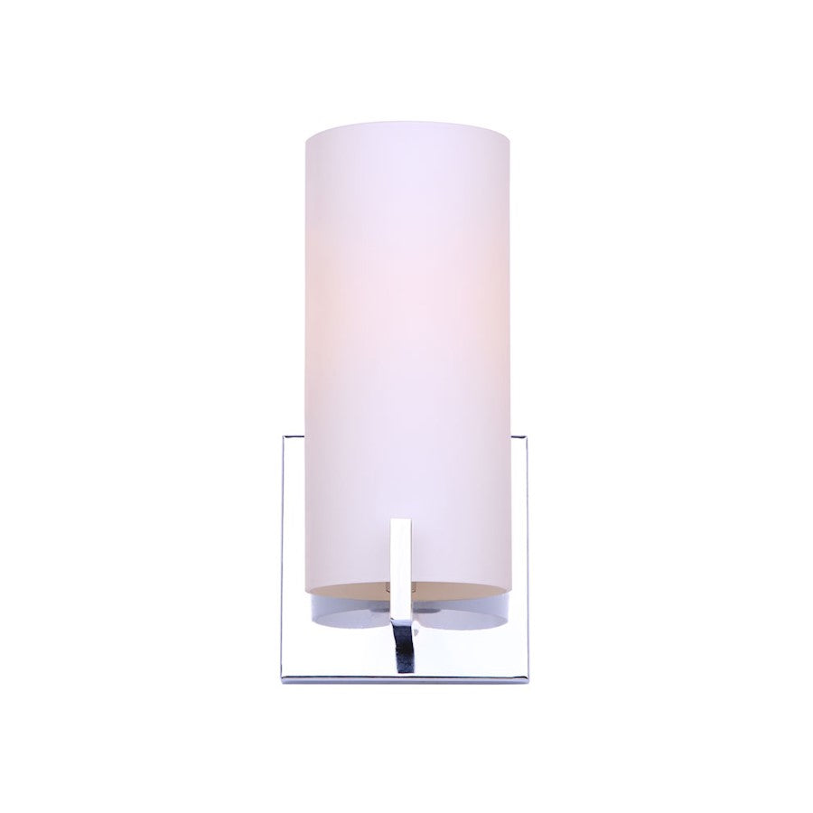 Canarm Bishop 6in 1-Light Wall Sconce | Chrome and Opal Glass | Bathroom Vanity & Hallway | 6 x 10 x 5 in | Model IVL1052A01CH