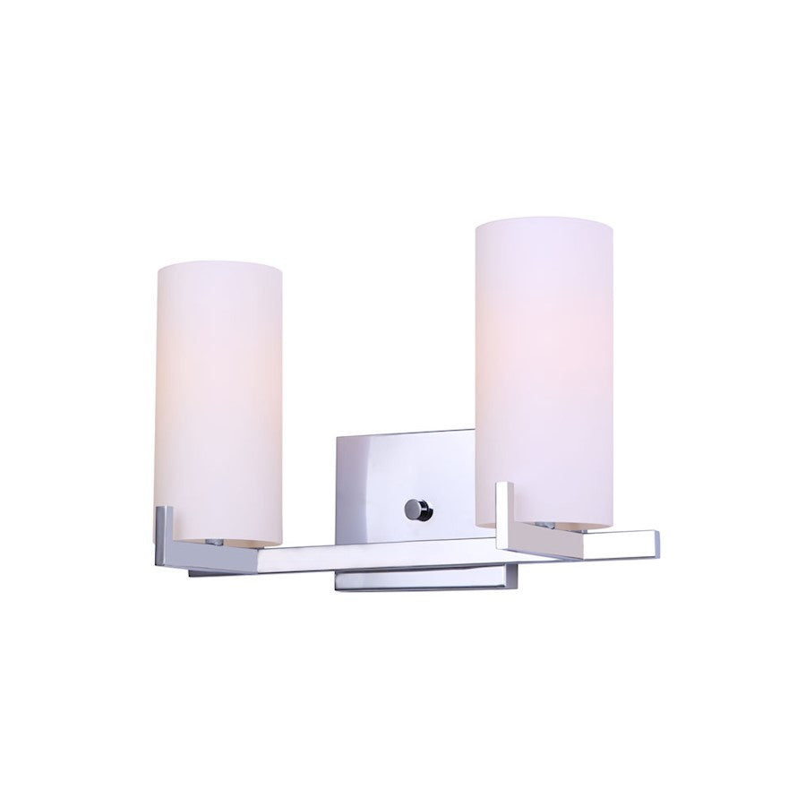 Canarm Bishop 16in 2-Light Vanity Light | Transitional Matte Chrome and Opal Glass | Bathroom Vanity | 16 x 6 x 10 in | Model IVL1052A02CH