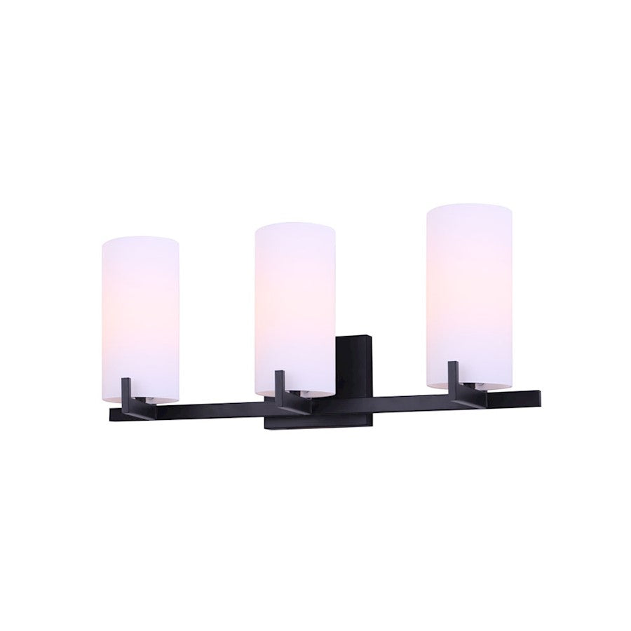 Canarm Bishop 24in 3-Light Vanity Light | Transitional Matte Black and Opal Glass | Bathroom Vanity | 24 x 6 x 10 in | Model IVL1052A03BK