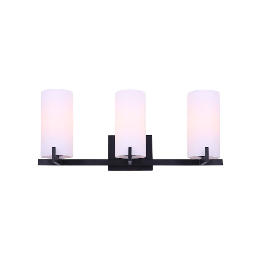 Canarm Bishop 24in 3-Light Vanity Light | Transitional Matte Black and Opal Glass | Bathroom Vanity | 24 x 6 x 10 in | Model IVL1052A03BK