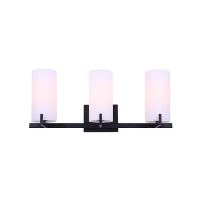 Canarm Bishop 24in 3-Light Vanity Light | Transitional Matte Black and Opal Glass | Bathroom Vanity | 24 x 6 x 10 in | Model IVL1052A03BK