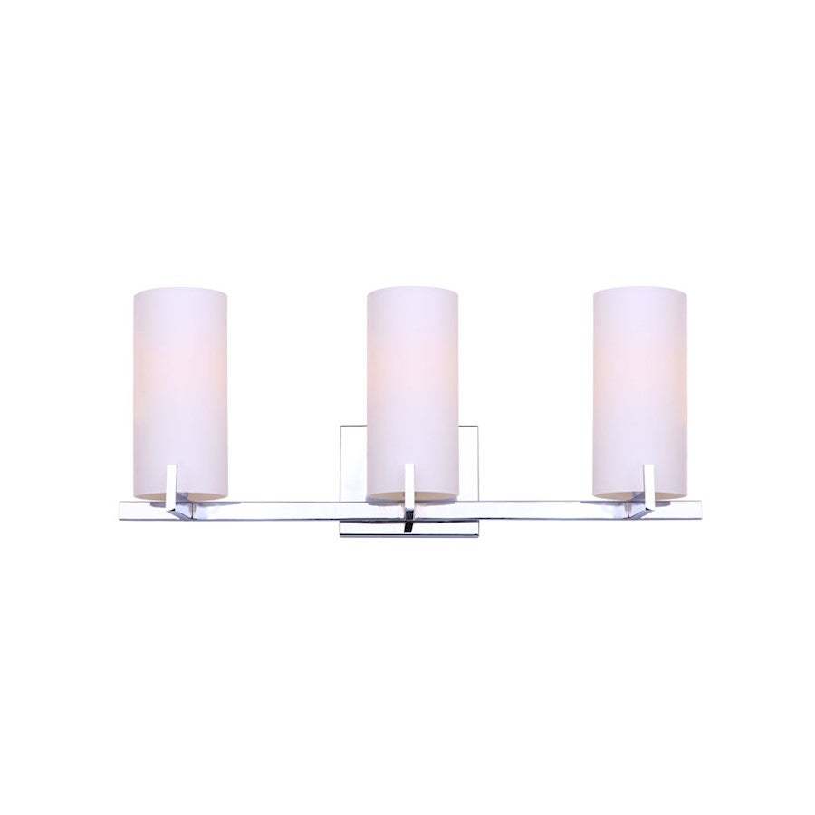 Canarm Bishop 24in 3-Light Vanity Light | Transitional Matte Chrome and Opal Glass | Bathroom Vanity | 24 x 6 x 10 in | Model IVL1052A03CH