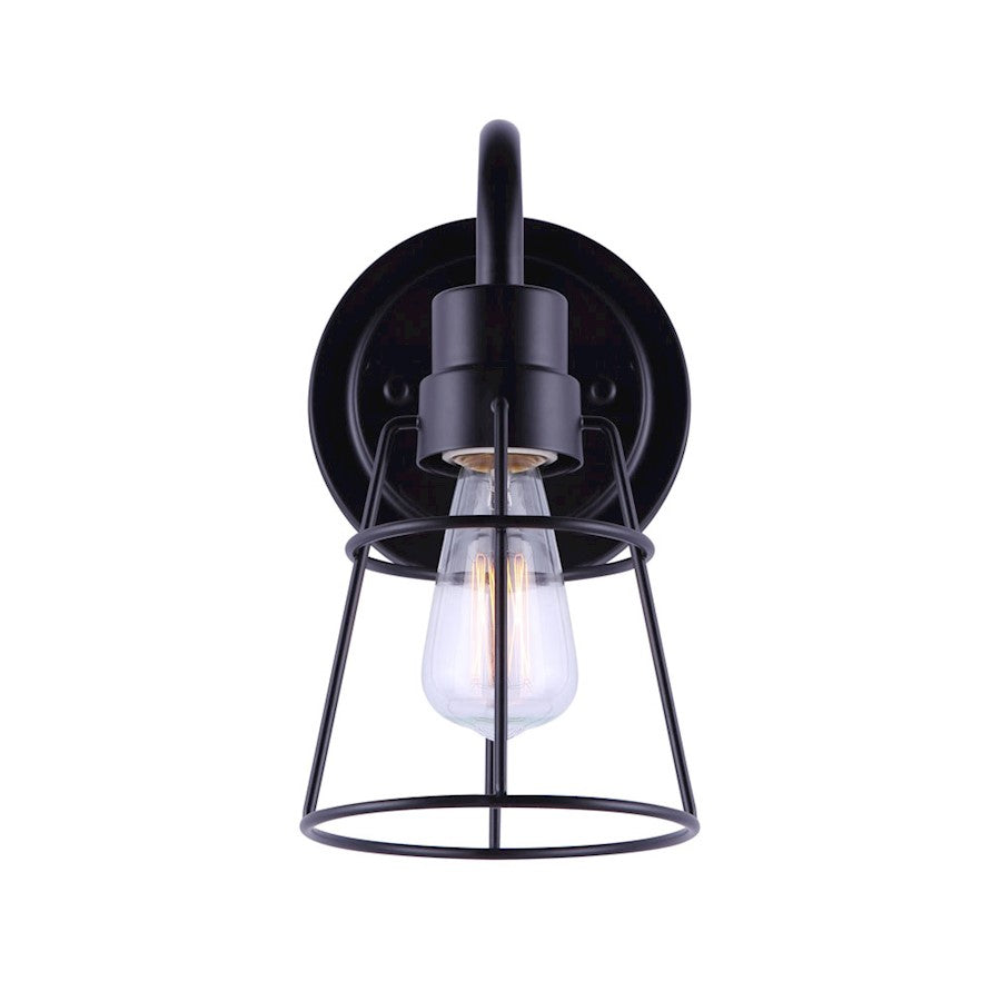 Canarm Dree 1-Light Wall Sconce | Industrial Matte Black and Clear Glass | Bathroom & Hallway Accent | 5 x 7 x 10 in | Model IVL1053A01BK