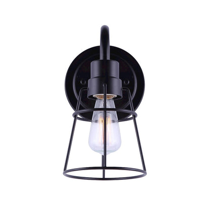 Canarm Dree 1-Light Wall Sconce | Industrial Matte Black and Clear Glass | Bathroom & Hallway Accent | 5 x 7 x 10 in | Model IVL1053A01BK