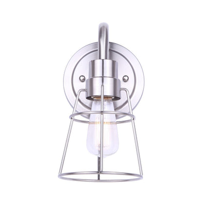 Canarm Dree 1-Light Wall Sconce | Industrial Brushed Nickel and Clear Glass | Bathroom & Hallway Accent | 5 x 7 x 10 in | Model IVL1053A01BN