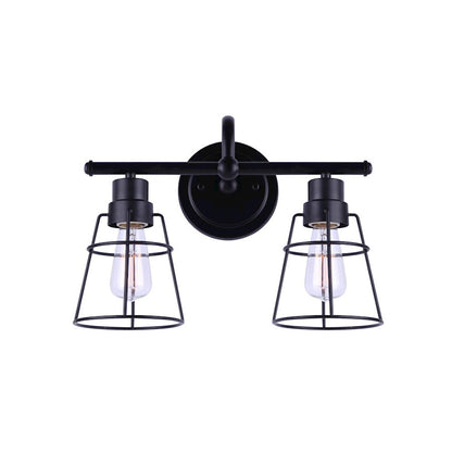 Canarm Dree 2-Light Vanity Light | Industrial Matte Black and Clear Glass | Bathroom Vanity & Makeup Area | 14 x 7 x 11 in | Model IVL1053A02BK