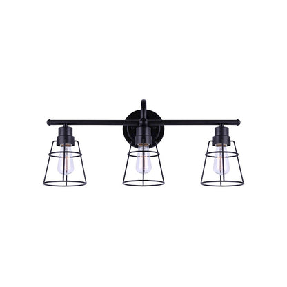 Canarm Dree 24in 3-Light Vanity Light | Industrial Matte Black and Caged Shade | Bathroom Vanity | 7 x 24 x 11 in | Model IVL1053A03BK