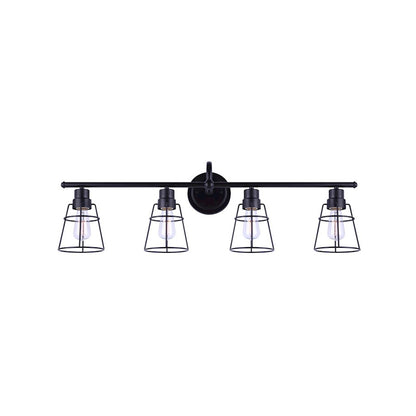 Canarm Dree 33in 4-Light Vanity Light | Industrial Matte Black and Caged Shade | Bathroom Vanity | 7 x 33 x 11 in | Model IVL1053A04BK