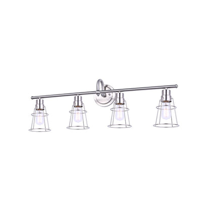 Canarm Dree 33in 4-Light Vanity Light | Industrial Brushed Nickel and Caged Shade | Bathroom Vanity | 7 x 33 x 11 in | Model IVL1053A04BN