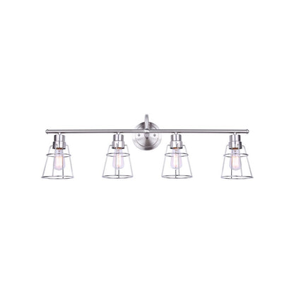 Canarm Dree 33in 4-Light Vanity Light | Industrial Brushed Nickel and Caged Shade | Bathroom Vanity | 7 x 33 x 11 in | Model IVL1053A04BN