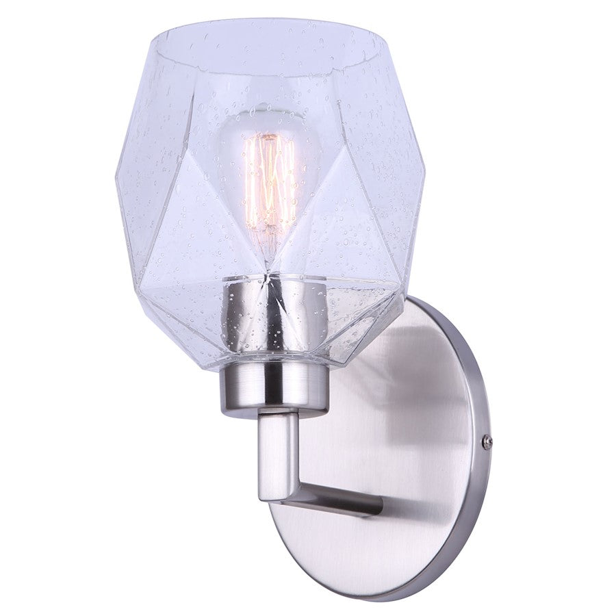 Canarm Lenci 7in 1-Light Wall Sconce | Modern Brushed Nickel and Seeded Glass | Bathroom Vanity & Hallway | 7 x 6 x 10 in | Model IVL1070A01BN