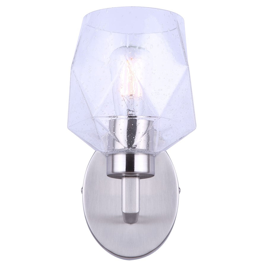 Canarm Lenci 7in 1-Light Wall Sconce | Modern Brushed Nickel and Seeded Glass | Bathroom Vanity & Hallway | 7 x 6 x 10 in | Model IVL1070A01BN