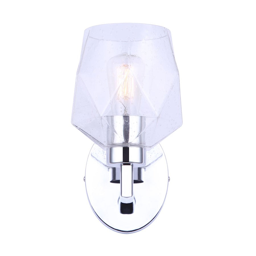 Canarm Lenci 7in 1-Light Wall Sconce | Modern Chrome and Seeded Glass | Bathroom Vanity & Hallway | 7 x 6 x 10 in | Model IVL1070A01CH