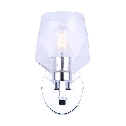 Canarm Lenci 7in 1-Light Wall Sconce | Modern Chrome and Seeded Glass | Bathroom Vanity & Hallway | 7 x 6 x 10 in | Model IVL1070A01CH