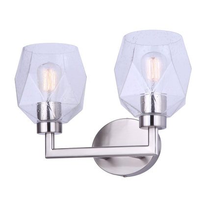 Canarm Lenci 15in 2-Light Vanity Light | Modern Brushed Nickel and Seeded Glass | Bathroom Vanity & Powder Room | 15 x 7 x 10 in | Model IVL1070A02BN