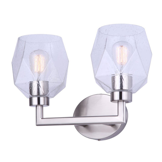Canarm Lenci 15in 2-Light Vanity Light | Modern Brushed Nickel and Seeded Glass | Bathroom Vanity & Powder Room | 15 x 7 x 10 in | Model IVL1070A02BN