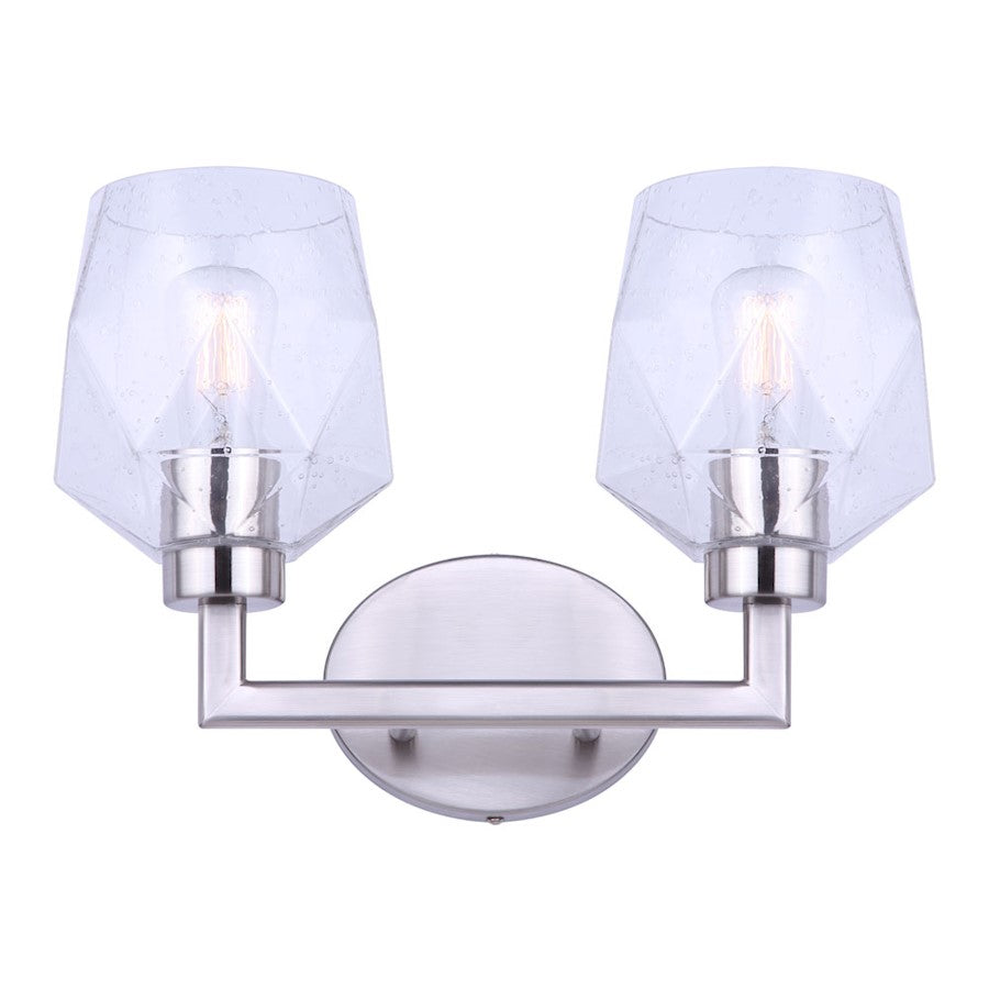 Canarm Lenci 15in 2-Light Vanity Light | Modern Brushed Nickel and Seeded Glass | Bathroom Vanity & Powder Room | 15 x 7 x 10 in | Model IVL1070A02BN