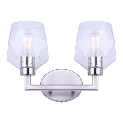 Canarm Lenci 15in 2-Light Vanity Light | Modern Brushed Nickel and Seeded Glass | Bathroom Vanity & Powder Room | 15 x 7 x 10 in | Model IVL1070A02BN