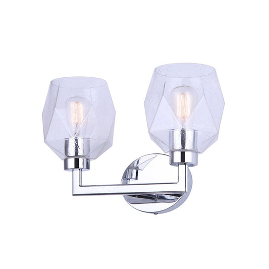 Canarm Lenci 15in 2-Light Vanity Light | Modern Chrome and Seeded Glass | Bathroom Vanity & Powder Room | 15 x 7 x 10 in | Model IVL1070A02CH