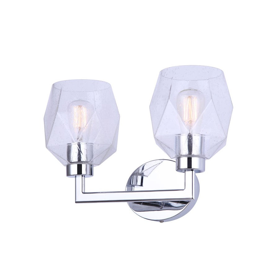 Canarm Lenci 15in 2-Light Vanity Light | Modern Chrome and Seeded Glass | Bathroom Vanity & Powder Room | 15 x 7 x 10 in | Model IVL1070A02CH
