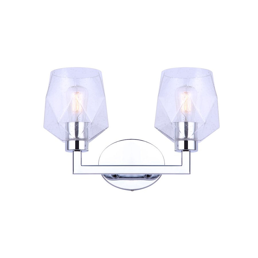 Canarm Lenci 15in 2-Light Vanity Light | Modern Chrome and Seeded Glass | Bathroom Vanity & Powder Room | 15 x 7 x 10 in | Model IVL1070A02CH