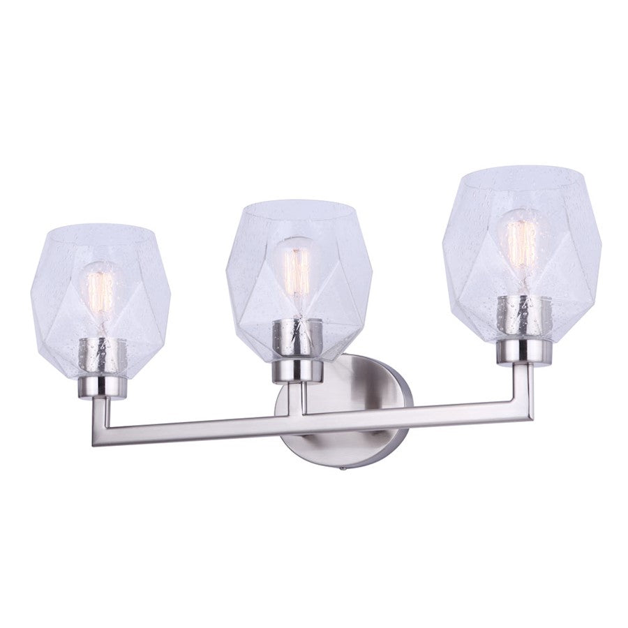 Canarm Lenci 24in 3-Light Vanity Light | Modern Brushed Nickel and Seeded Glass | Bathroom Vanity | 24 x 7 x 10 in | Model IVL1070A03BN