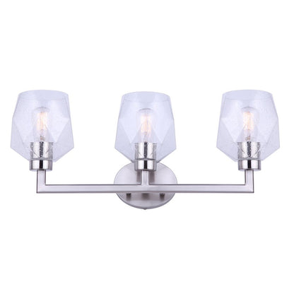 Canarm Lenci 24in 3-Light Vanity Light | Modern Brushed Nickel and Seeded Glass | Bathroom Vanity | 24 x 7 x 10 in | Model IVL1070A03BN