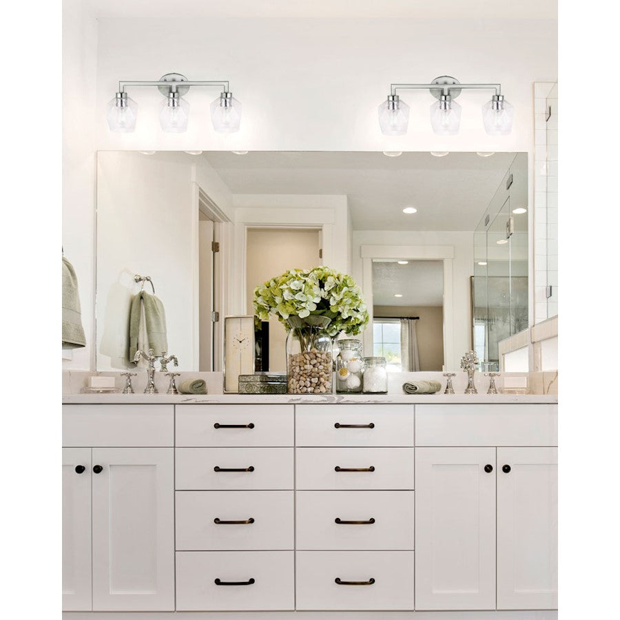 Canarm Lenci 24in 3-Light Vanity Light | Modern Brushed Nickel and Seeded Glass | Bathroom Vanity | 24 x 7 x 10 in | Model IVL1070A03BN
