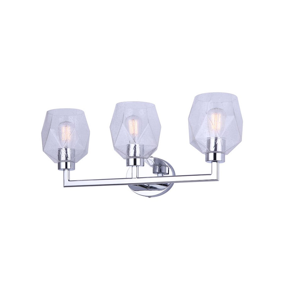 Canarm Lenci 24in 3-Light Vanity Light | Modern Chrome and Seeded Glass | Bathroom Vanity | 24 x 7 x 10 in | Model IVL1070A03CH