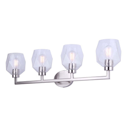Canarm Lenci 33in 4-Light Vanity Light | Modern Brushed Nickel and Seeded Glass | Bathroom Vanity | 33 x 7 x 10 in | Model IVL1070A04BN