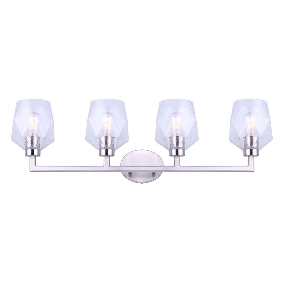 Canarm Lenci 33in 4-Light Vanity Light | Modern Brushed Nickel and Seeded Glass | Bathroom Vanity | 33 x 7 x 10 in | Model IVL1070A04BN