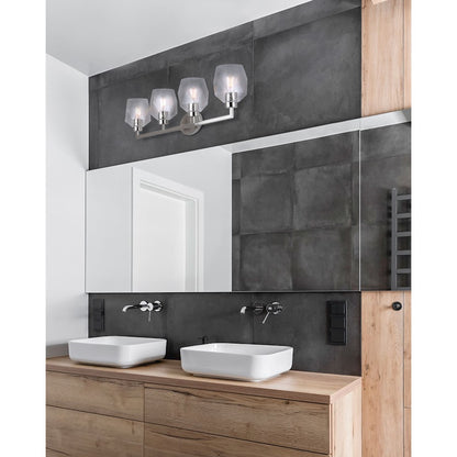 Canarm Lenci 33in 4-Light Vanity Light | Modern Brushed Nickel and Seeded Glass | Bathroom Vanity | 33 x 7 x 10 in | Model IVL1070A04BN