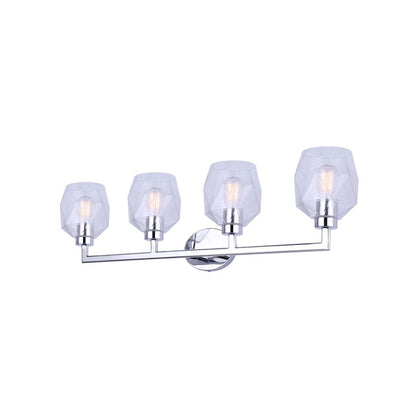 Canarm Lenci 33in 4-Light Vanity Light | Modern Chrome and Seeded Glass | Bathroom Vanity | 33 x 7 x 10 in | Model IVL1070A04CH