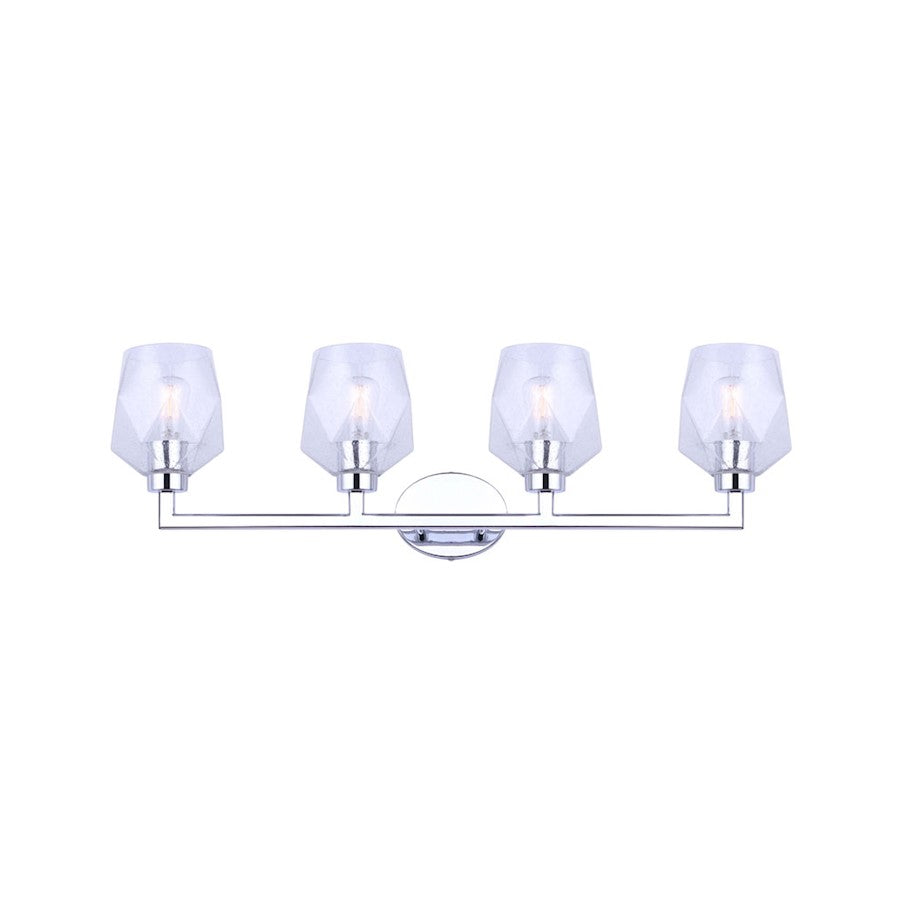 Canarm Lenci 33in 4-Light Vanity Light | Modern Chrome and Seeded Glass | Bathroom Vanity | 33 x 7 x 10 in | Model IVL1070A04CH