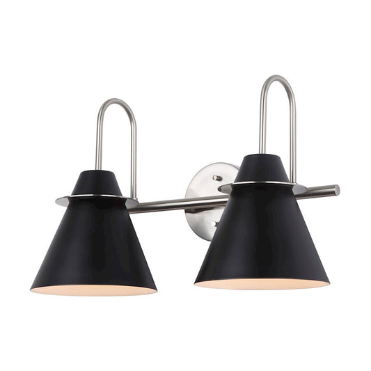 Canarm Talia 18in 2-Light Vanity Light | Modern Brushed Nickel and Matte Black Metal | Bathroom Vanity | 18 x 8 x 12 in | Model IVL1076A02BKN