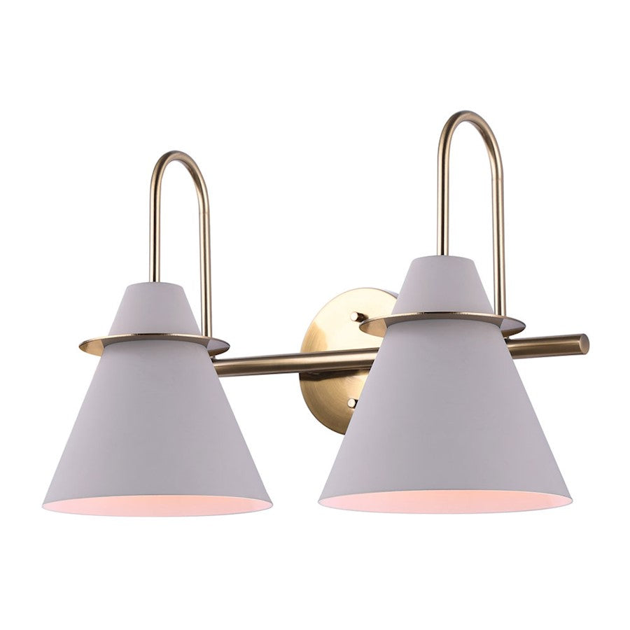 Canarm Talia 18in 2-Light Vanity Light | Modern Matte Gold and Matte Grey Metal | Bathroom Vanity | 18 x 8 x 12 in | Model IVL1076A02MGG
